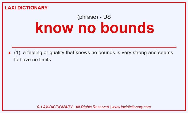 Definition know no bounds in American English