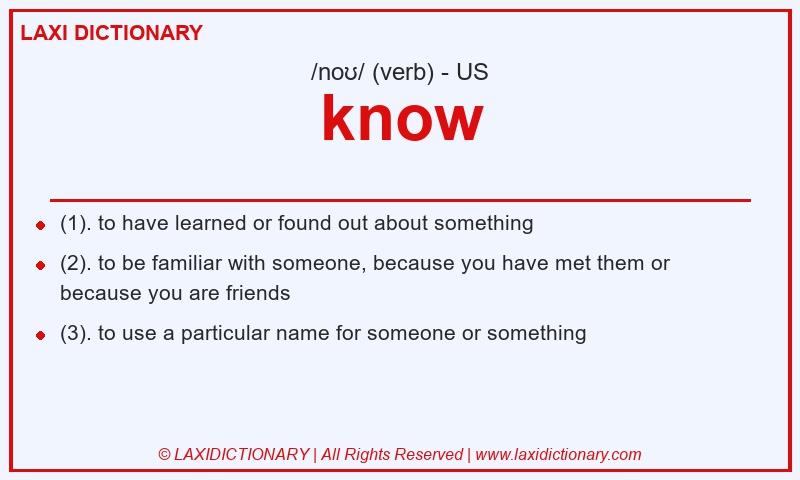Definition know in American English