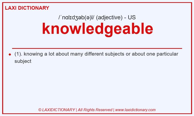 Definition knowledgeable in American English