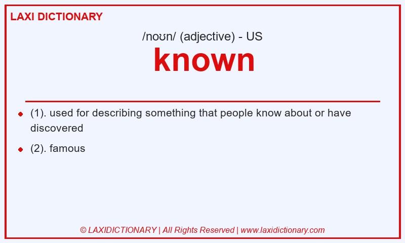 Definition known in American English