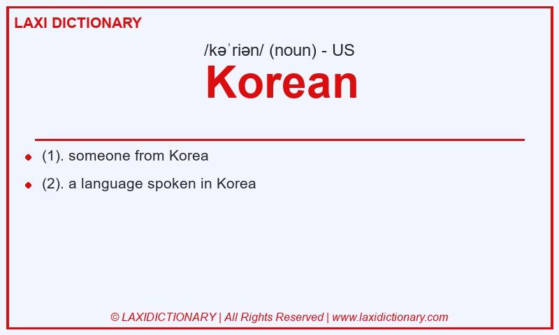 Definition Korean in American English