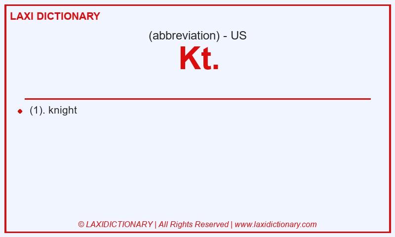 Definition Kt. in American English