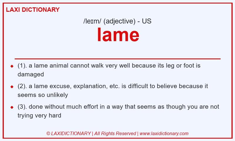 Definition lame in American English