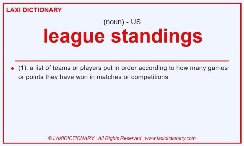 Definition league standings in American English
