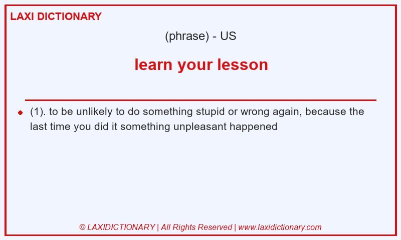 Definition learn your lesson in American English