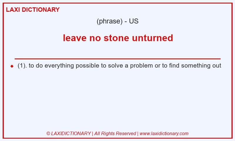 Definition leave no stone unturned in American English