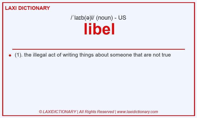 Definition libel in American English