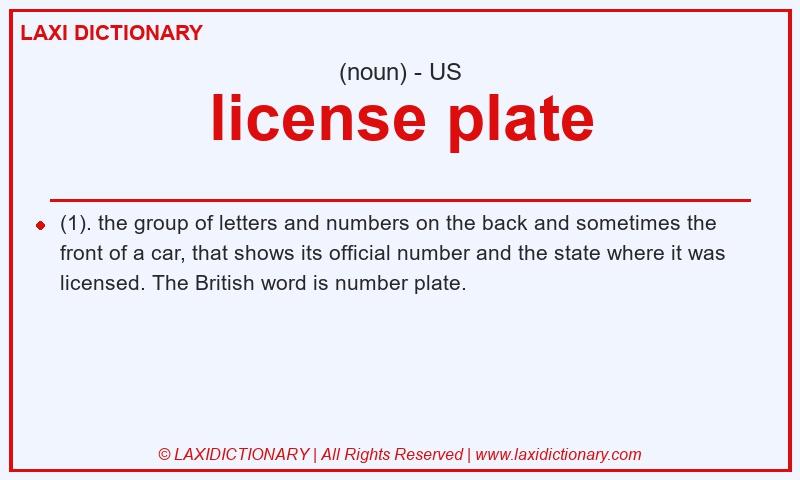 Definition license plate in American English