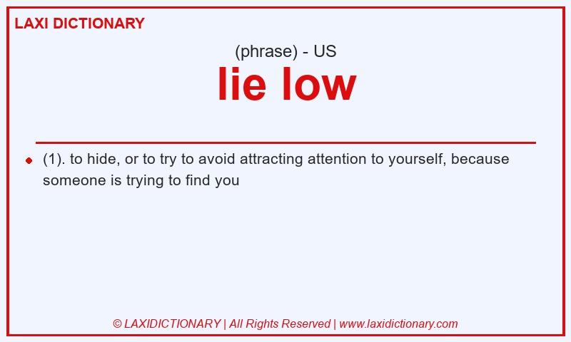 Definition lie low in American English