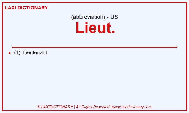 Definition Lieut. in American English