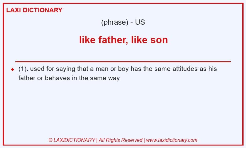 Definition like father, like son in American English