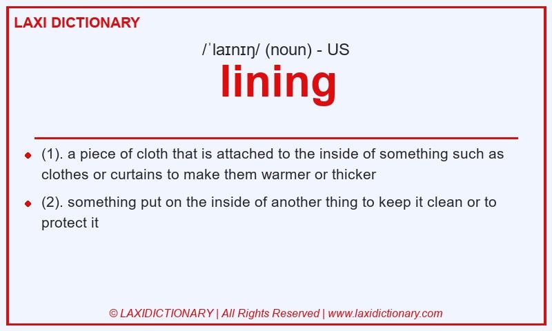 Definition lining in American English