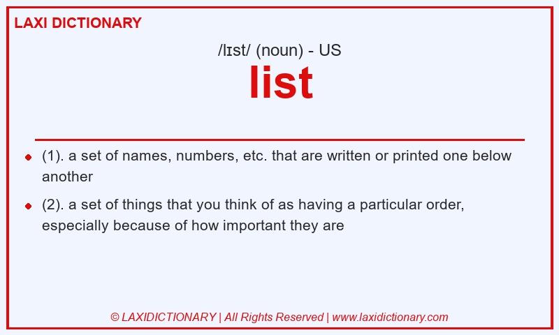 Definition list in American English