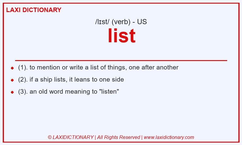 Definition list in American English