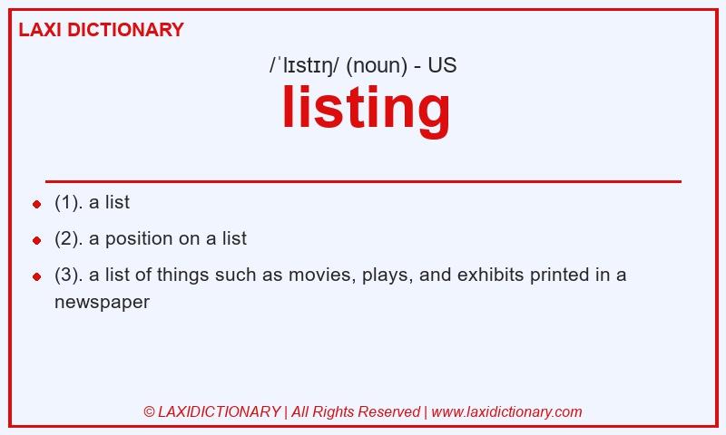 Definition listing in American English