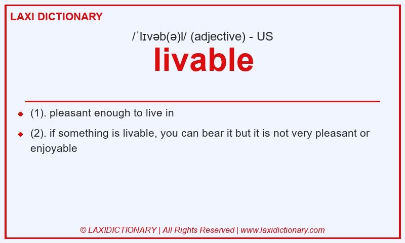 Definition livable in American English