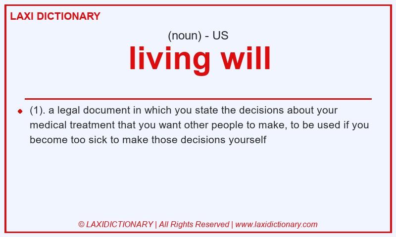 Definition living will in American English