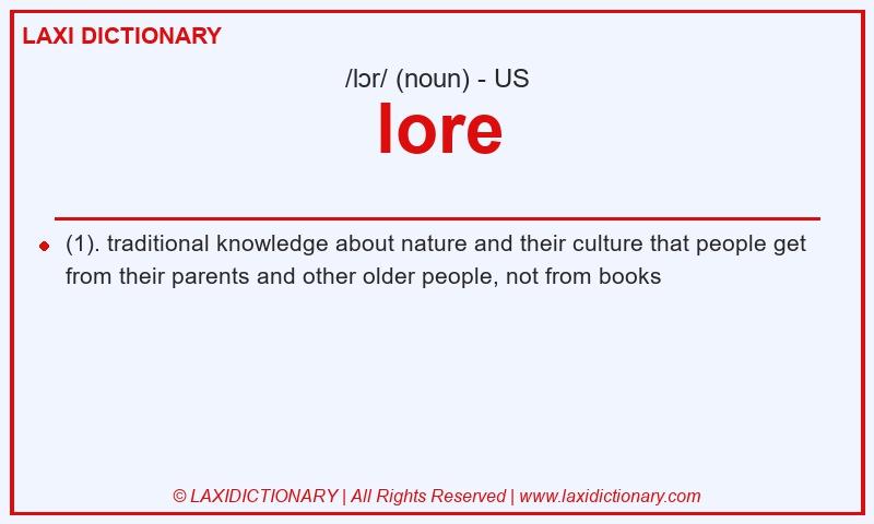 Definition lore in American English