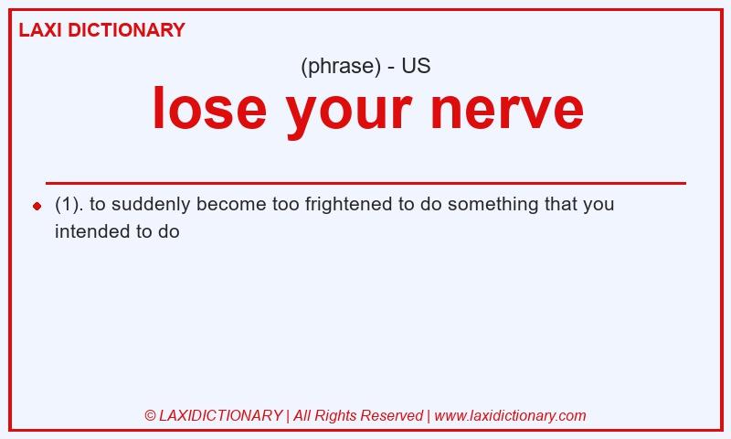 Definition lose your nerve in American English