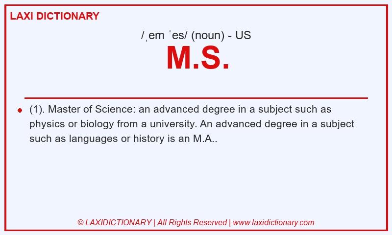 Definition M.S. in American English