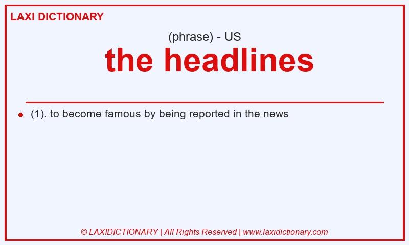 Definition the headlines in American English