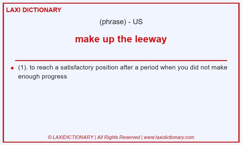 Definition make up the leeway in American English