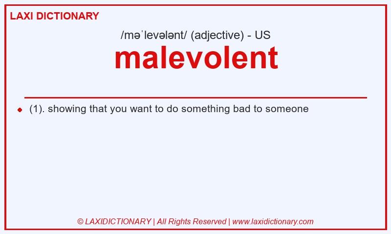 Definition malevolent in American English