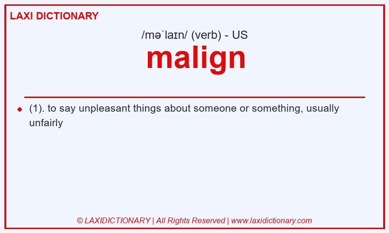 Definition malign in American English