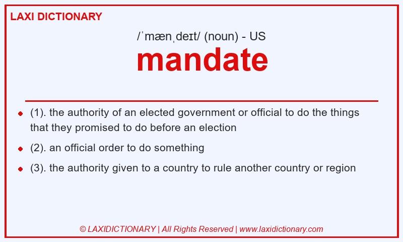 Definition mandate in American English