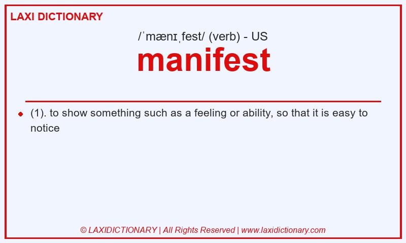 Definition manifest in American English