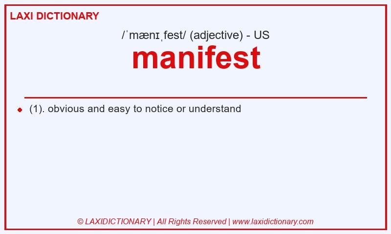 Definition manifest in American English