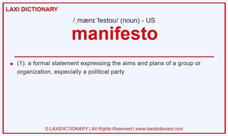 Definition manifesto in American English