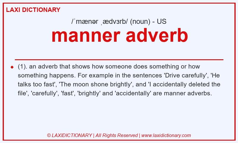 Definition manner adverb in American English