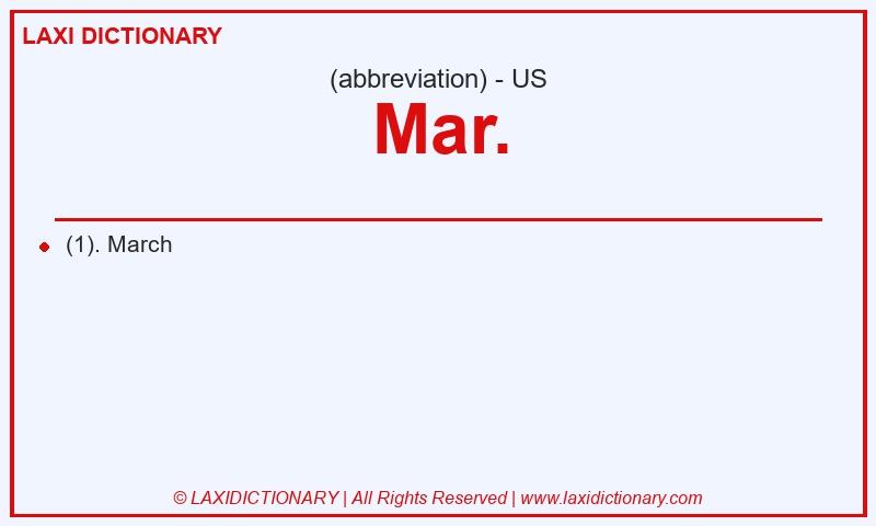 Definition Mar. in American English