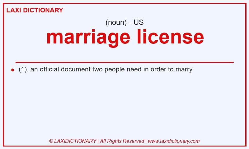 Definition marriage license in American English