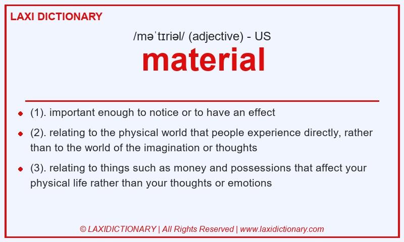 Definition material in American English