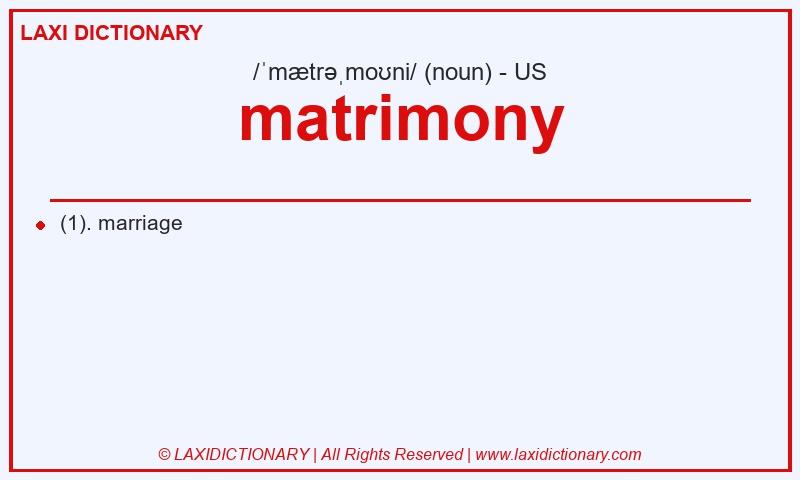 Definition matrimony in American English