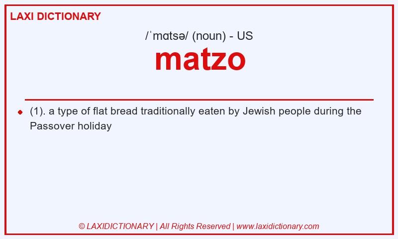 Definition matzo in American English