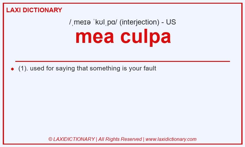 Definition mea culpa in American English