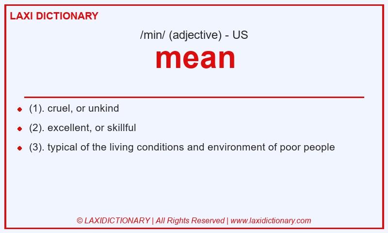 Definition mean in American English