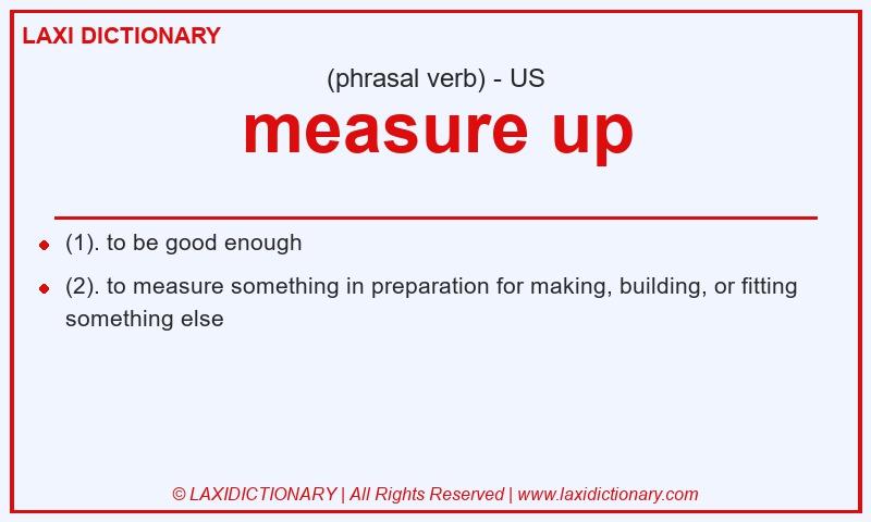 Definition measure up in American English