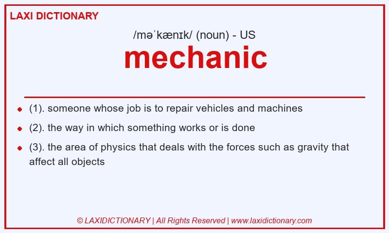 Definition mechanic in American English