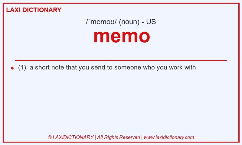 Definition memo in American English