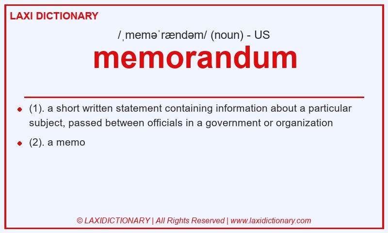 Definition memorandum in American English