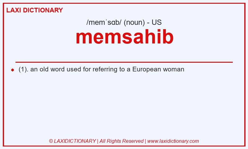 Definition memsahib in American English