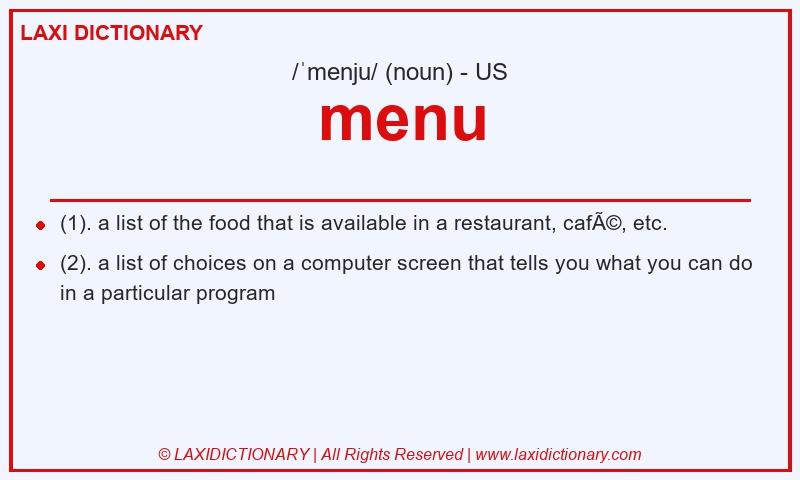 Definition menu in American English