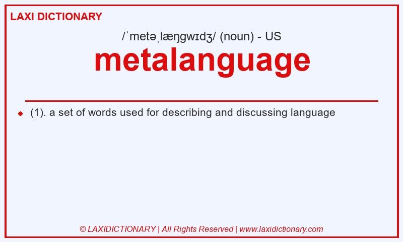 Definition metalanguage in American English
