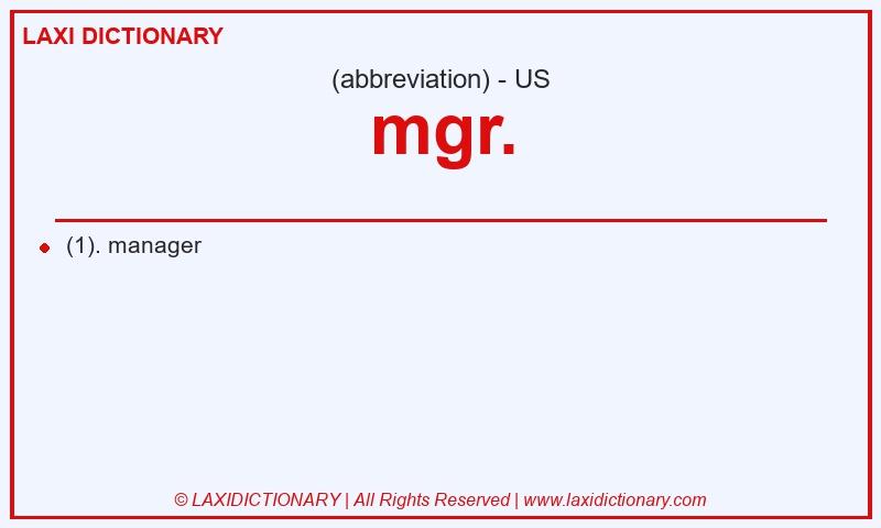 Definition mgr. in American English