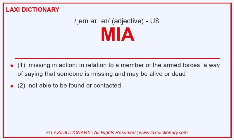 Definition MIA in American English