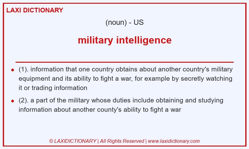 Definition military intelligence in American English
